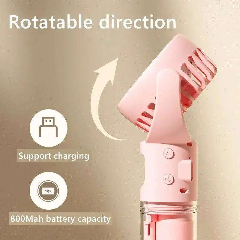 Portable Spray Mist Fan — USB Rechargeable, 4 Speeds