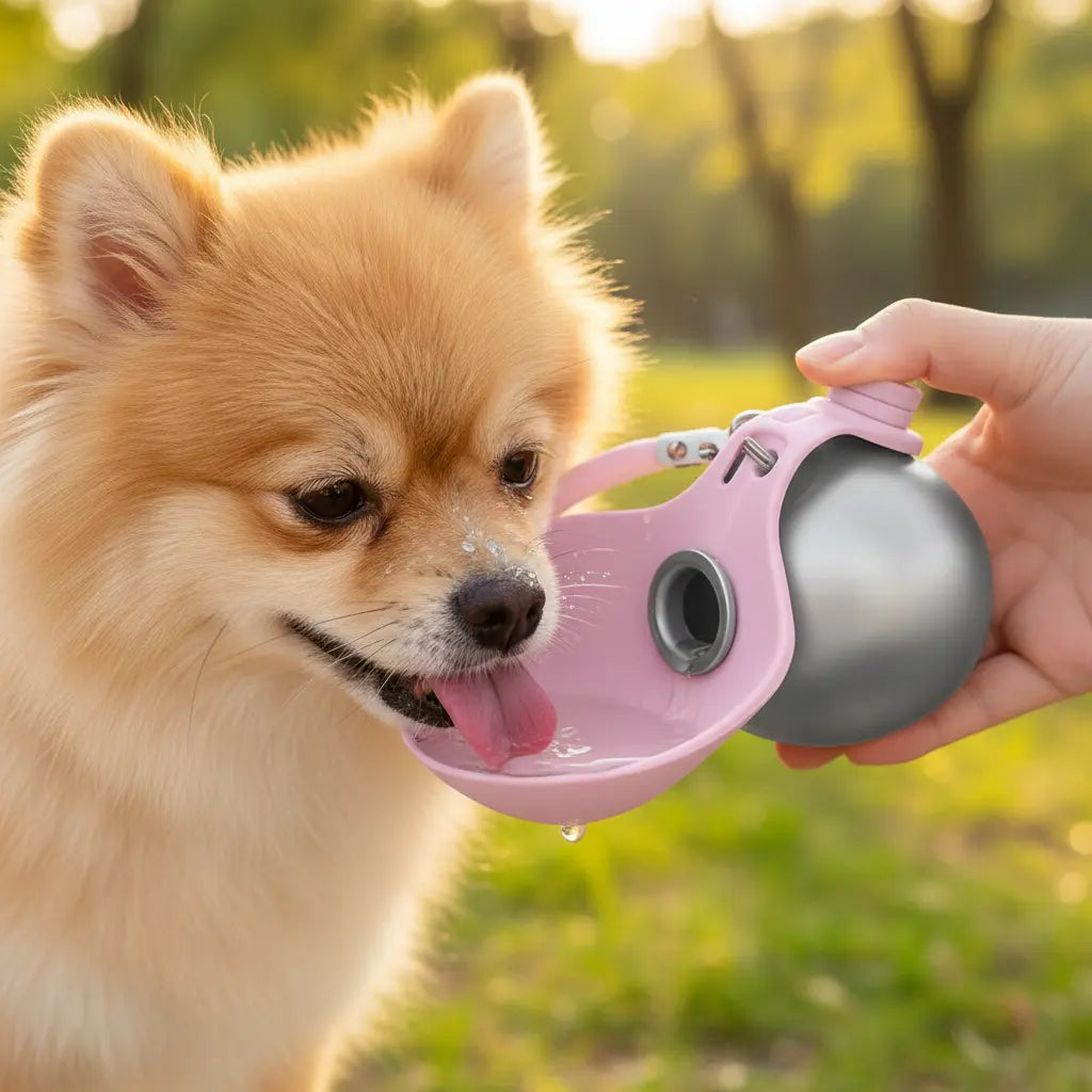 Portable Dog Water Bottle with Waste Bag Dispenser