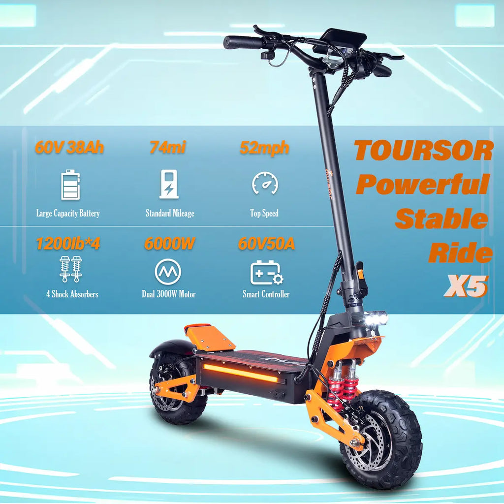 X5 Pro Electric Scooter – 3000W Dual Drive, 60V 40Ah, 11 Inch Off-Road